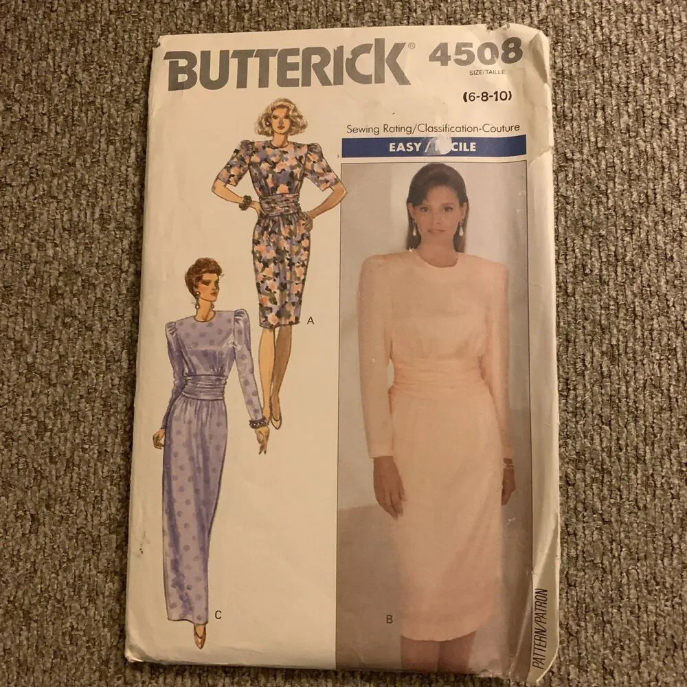 Butterick 4508 Misses' Dresses 6 8 10 Sewing Pattern 1989 Easy